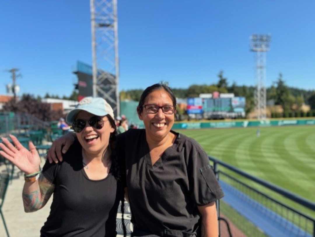 Two of our fun staff members are making sure our residents have a ball!