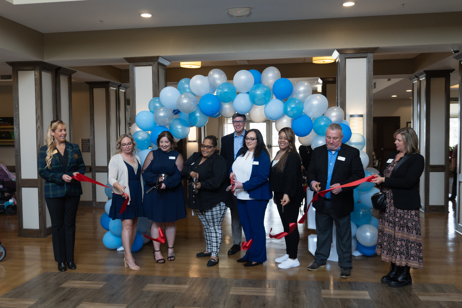 The Silver Birch of Mishawaka team celebrating their anniversary with local leaders