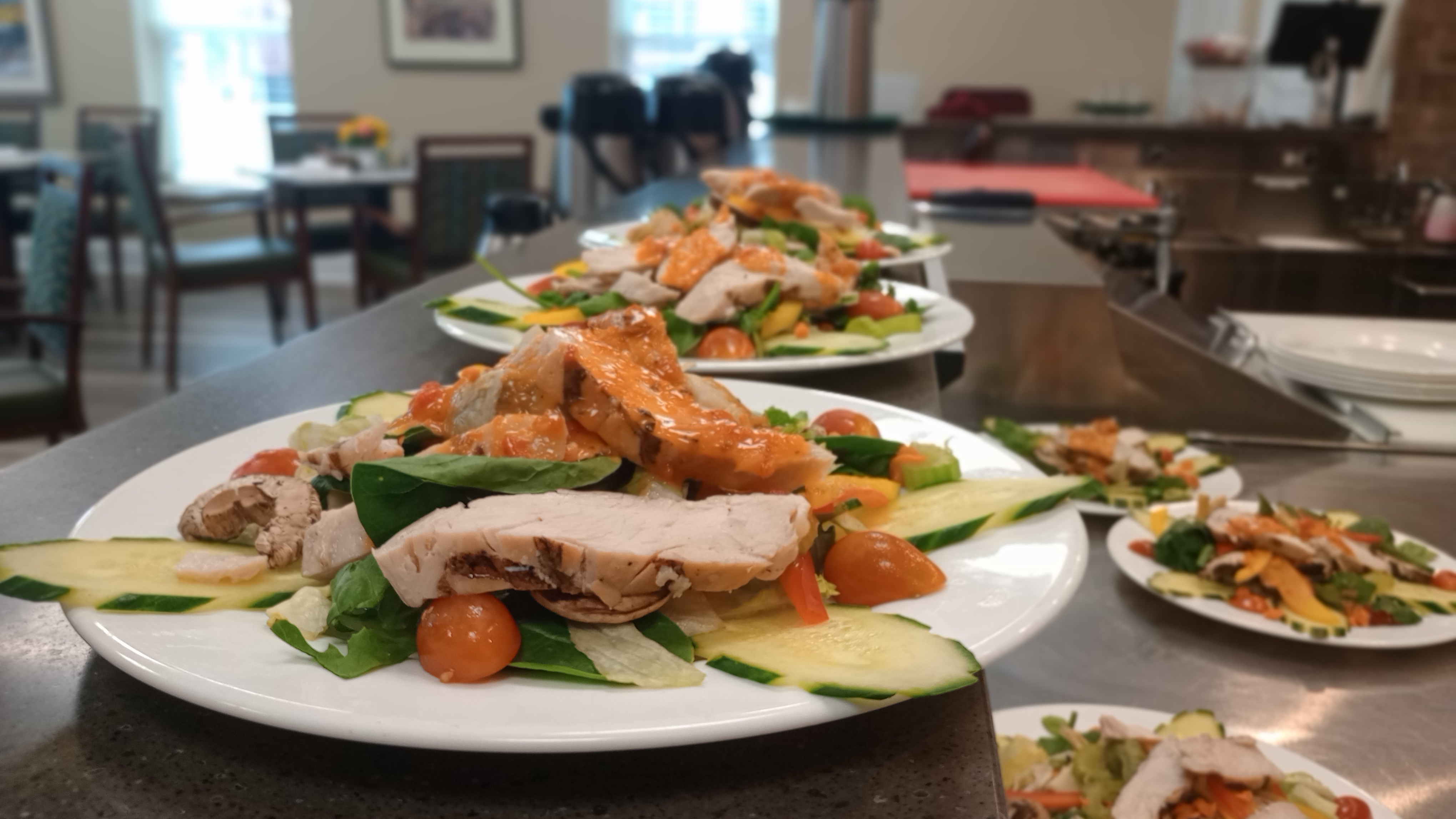 Some of the delicious meals our employees can choose from daily.