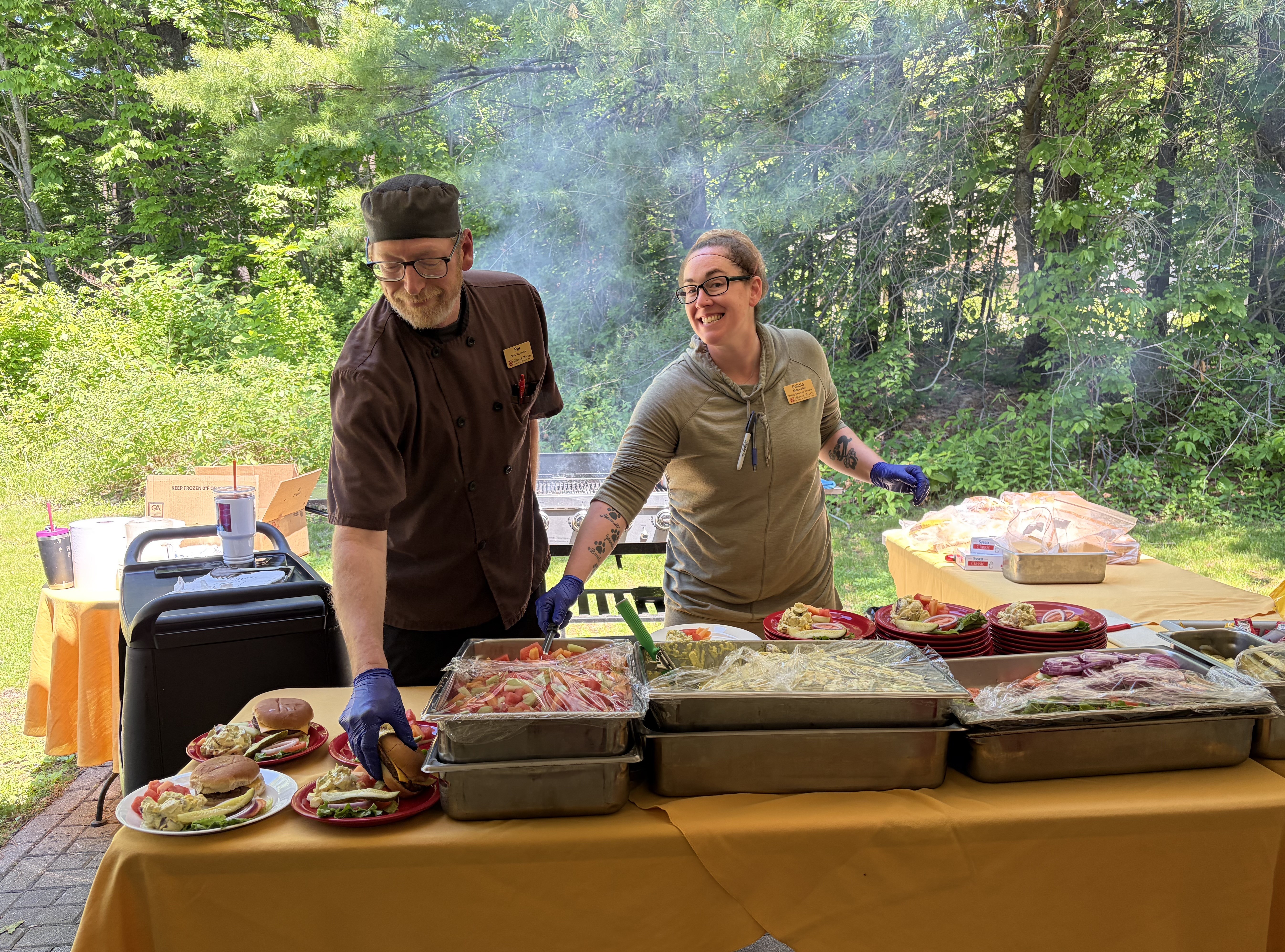 Dining Services team puts on a weekly barbecue for residents, families, and staff.