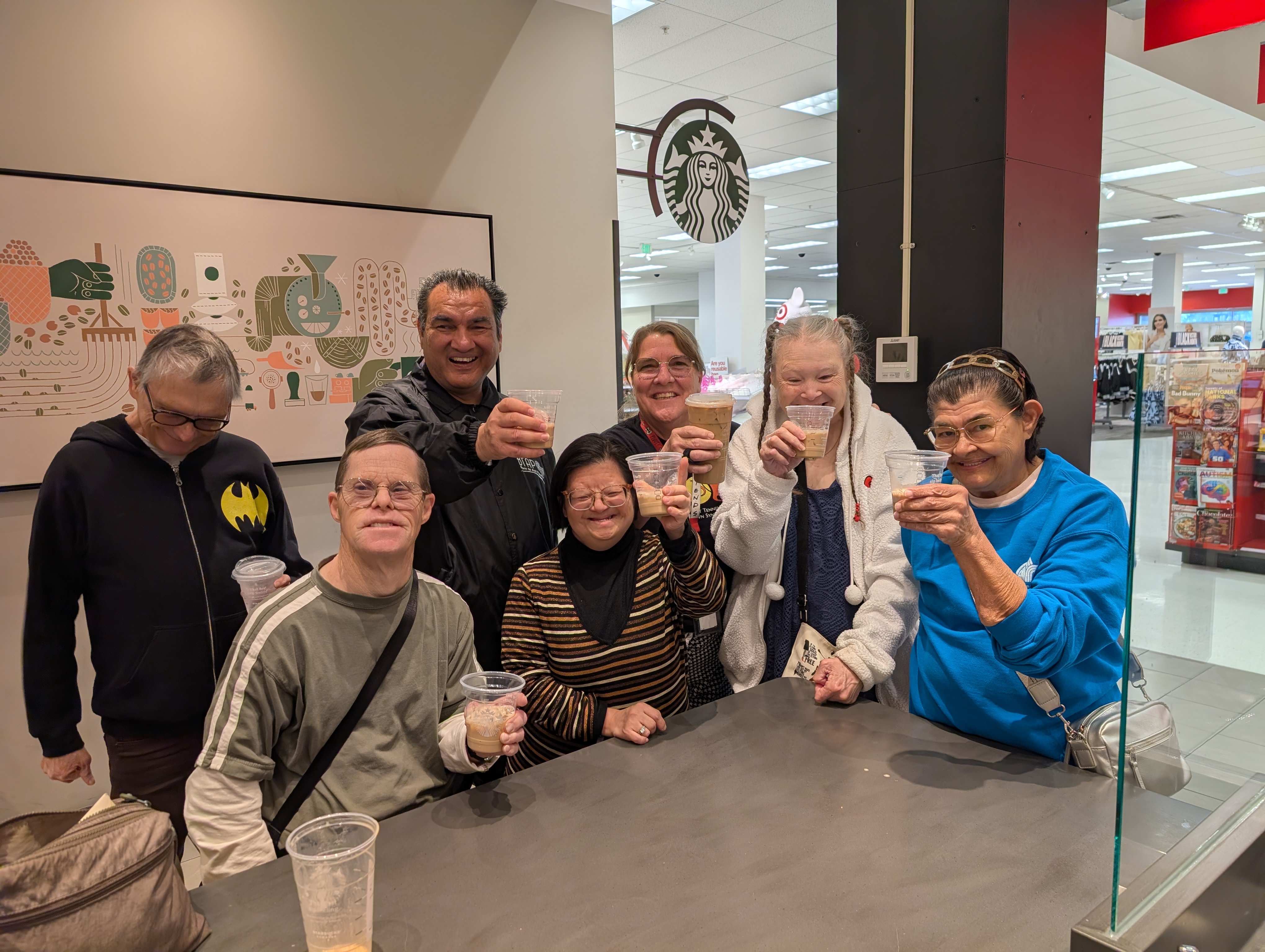A coffee outing creates opportunities for friendship, independence, and community connection.