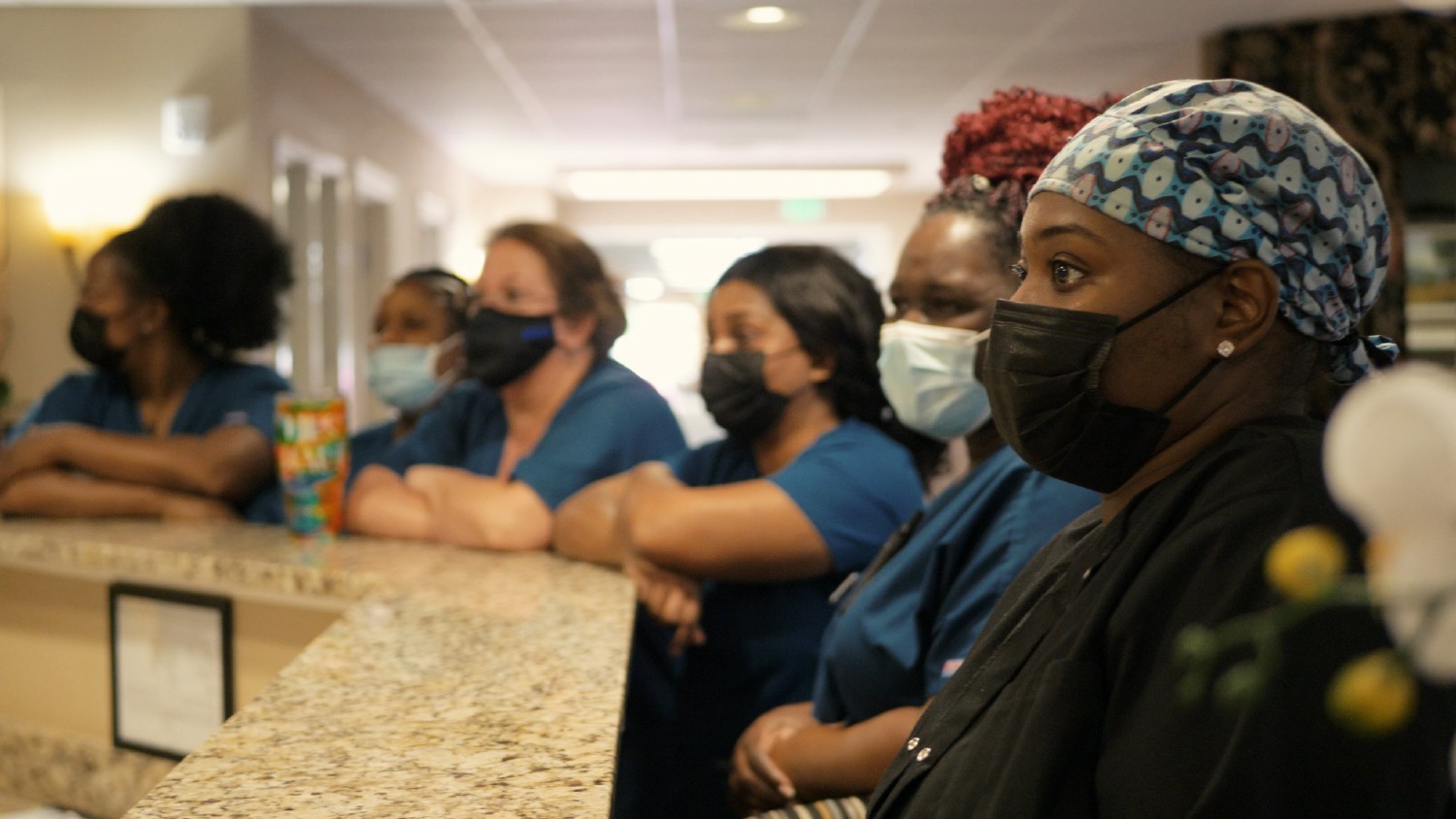 Shift change staff meeting