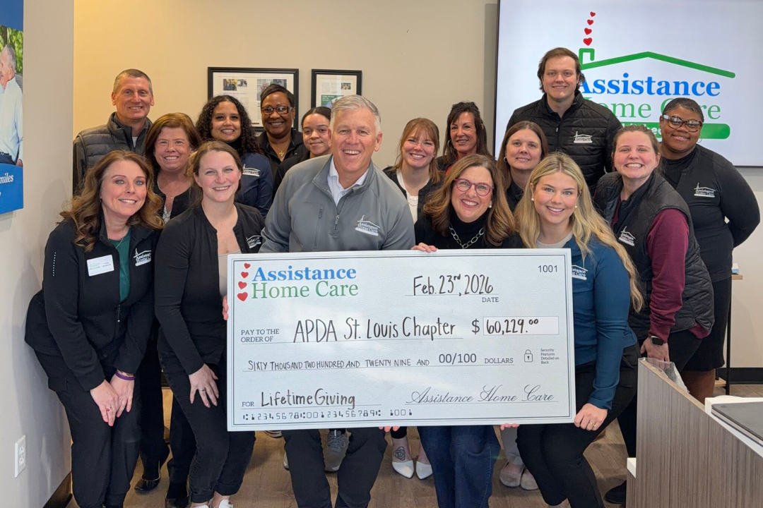 Celebrating our lifetime giving with the St. Louis APDA Chapter! We are proud to support the APDA's mission!