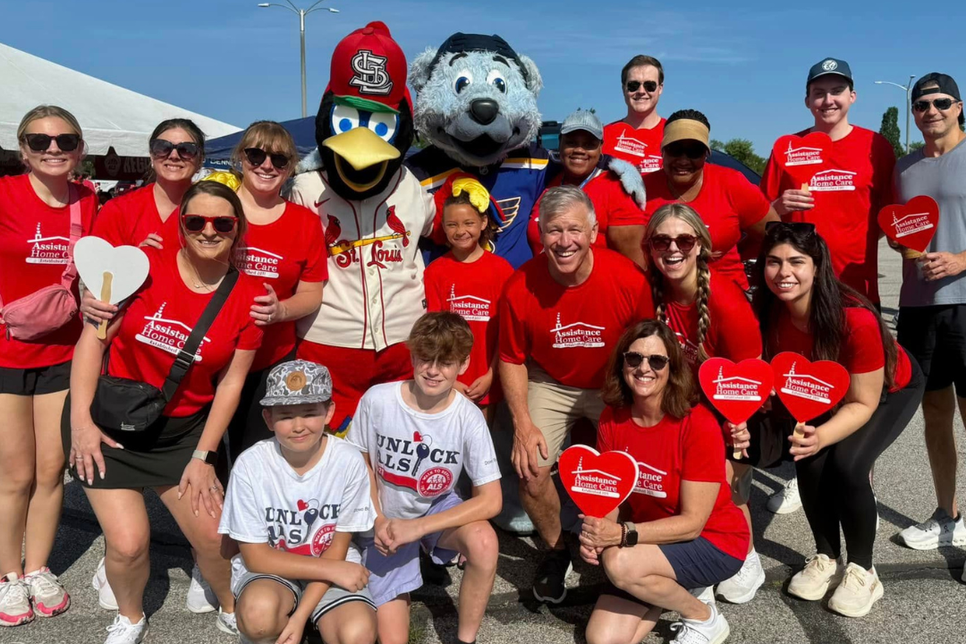 Our Team & family members supporting the 2025 St. Louis Walk to Defeat ALS  in Forest Park, with Fredbird & Louie! 