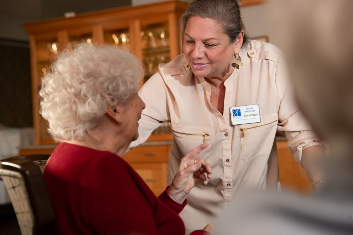 A team member learning about a resident 