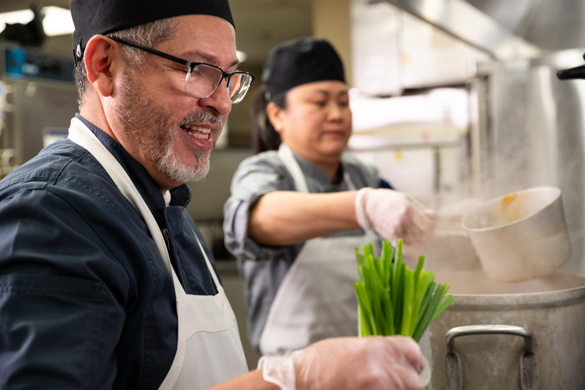 Cooking a delicious and healthy meal for residents!