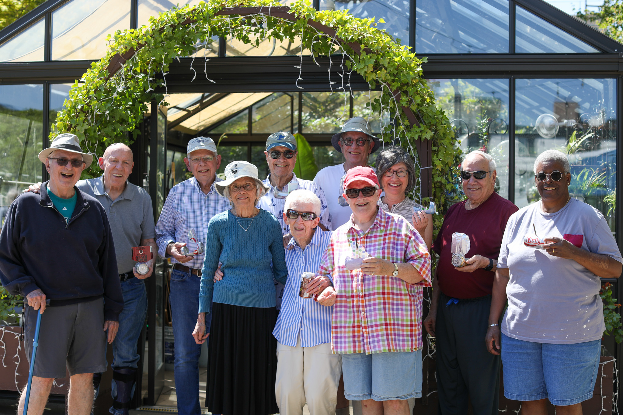 Residents at their onsite greenhouse