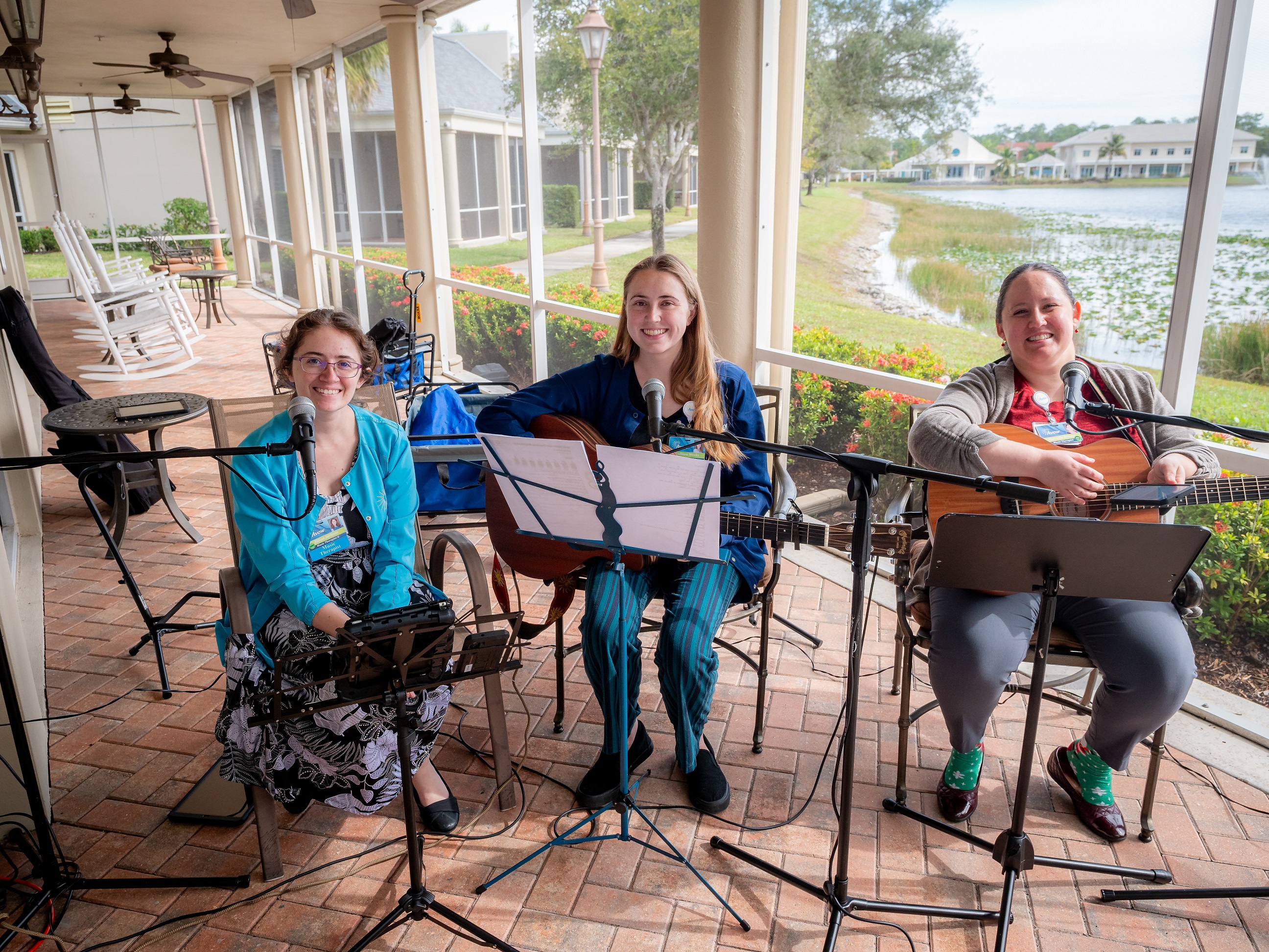 Avow Music Therapists performing for our staff and patients.